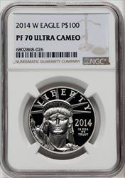 2014-W $100 One-Ounce Platinum Eagle Brown Label NGC PF70