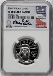 2002-W $50 Half-Ounce Platinum Eagle Mike Castle Signature NGC PF70