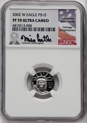 2002-W $10 Tenth-Ounce Platinum Eagle Mike Castle Signature NGC PF70