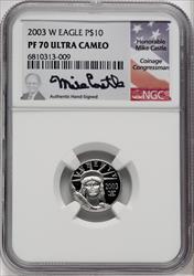 2003-W $10 Tenth-Ounce Platinum Mike Castle Signature NGC PF70