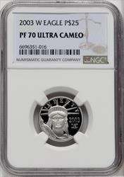 2003-W $25 Quarter-Ounce Platinum Eagle Statue of Liberty Brown Label NGC PF70
