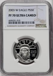 2003-W $50 Half-Ounce Platinum Eagle Brown Label NGC PF70