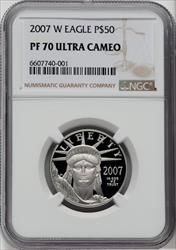 2007-W $50 Half-Ounce Platinum Eagle Statue of Liberty Brown Label NGC PF70