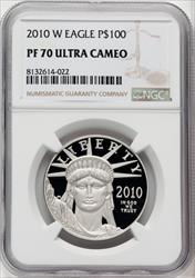 2010-W $100 One-Ounce Platinum Eagle Statue of Liberty Brown Label NGC PF70