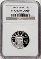 2008-W $50 Half-Ounce Platinum Brown Label NGC PF70