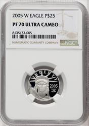 2005-W $25 Quarter-Ounce Platinum Eagle Statue of Liberty Brown Label NGC PF70