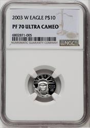 2003-W $10 Tenth-Ounce Platinum Brown Label NGC PF70