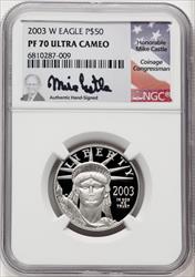 2003-W $50 Half-Ounce Platinum Eagle Mike Castle NGC PF70