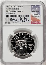 2015-W $100 One-Ounce Platinum Eagle First Strike ER Mike Castle NGC PF70