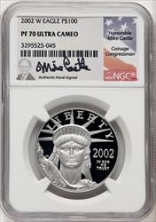 2002-W $100 One-Ounce Platinum Eagle Statue of Liberty Mike Castle NGC PF70