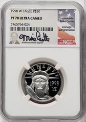 1998-W $50 Half-Ounce Platinum Eagle Mike Castle NGC PF70