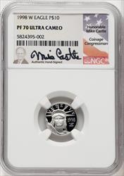 1998-W $10 Tenth-Ounce Platinum Mike Castle NGC PF70