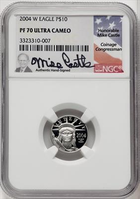 2004-W P$10 Tenth-Ounce Platinum Eagle Mike Castle NGC PF70