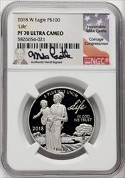 2018-W $100 One Ounce Platinum Eagle Life Mike Castle NGC PF70