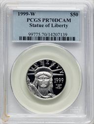 1999-W $50 Half-Ounce Platinum Eagle Statue of Liberty Blue Gradient PCGS PR70
