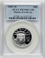 2001-W $50 Half-Ounce Platinum Eagle Blue Gradient PCGS PR70