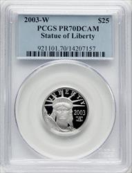2003-W $25 Quarter-Ounce Platinum Eagle Statue of Liberty Blue Gradient PCGS PR70