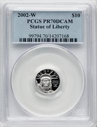 2002-W $10 Tenth-Ounce Platinum Eagle Blue Gradient PCGS PR70
