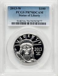 2013-W $100 One-Ounce Platinum Eagle Blue Gradient PCGS PR70