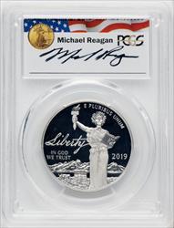 2019-W $100 One-Ounce Platinum Eagle Liberty First Day of Issue Michael Reagan PCGS PR70