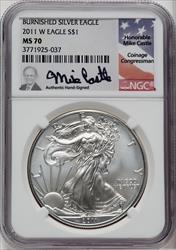2011-W S$1 Silver Eagle Burnished NGC MS70