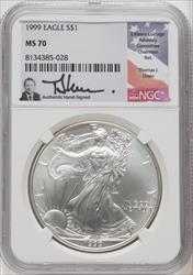 1999 S$1 Silver Eagle Thomas Uram NGC MS70
