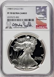 1988-S S$1 Silver Eagle Mike Castle NGC PF70