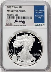 2018-W S$1 Silver Eagle NGC PF70