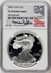 2000-P S$1 Silver Eagle Mike Castle NGC PF70