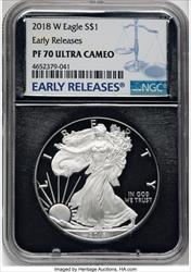 2018-W S$1 Silver Eagle First Strike Silver Foil NGC PF70