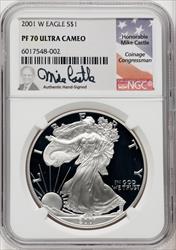 2001-W S$1 Silver Eagle Mike Castle NGC PF70