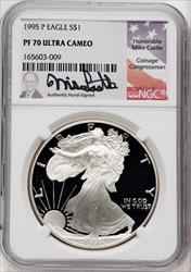 1995-P S$1 Silver Eagle Mike Castle NGC PF70