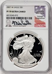 2007-W S$1 Silver Eagle Mike Castle NGC PF70