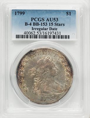 1799 $1 B-4 BB-153 Early Dollar PCGS AU53