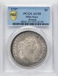 1797 S$1 10x6 Stars Large Letters Early Dollar PCGS AU55
