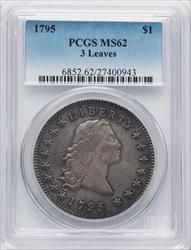 1795 S$1 Flowing Hair Three Leaves Early Dollar PCGS MS62