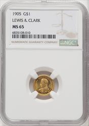 1905 G$1 Lewis and Clark Commemorative Gold NGC MS65