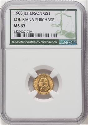 1903 G$1 JEFF Green Label Commemorative Gold NGC MS67