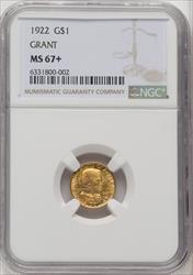1922 G$1 Grant No Star Commemorative Gold NGC MS67+