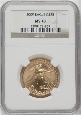2009 $25 Half-Ounce Gold Eagle Modern Issues NGC MS70