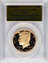 2014-W 50C Kennedy Gold 50th Anniversary FS Gold Foil Half Dollar PCGS PR70