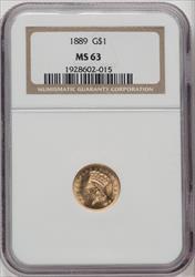 1889 G$1 Gold Dollar NGC MS63