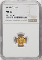 1853-O G$1 Gold Dollar NGC MS63