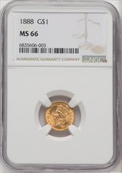 1888 G$1 Gold Dollar NGC MS66