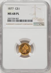 1877 G$1 PL Gold Dollar NGC MS68