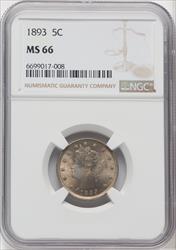 1893 5C Liberty Nickel NGC MS66