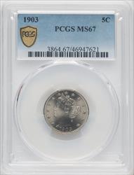 1903 5C Blue Gradient Liberty Nickel PCGS MS67
