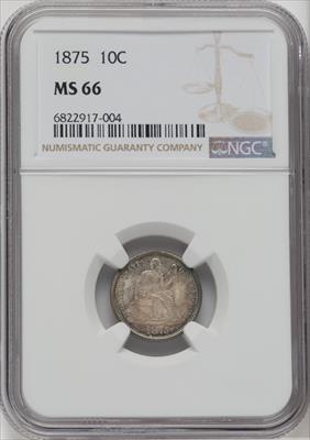1875 10C Seated Dime NGC MS66