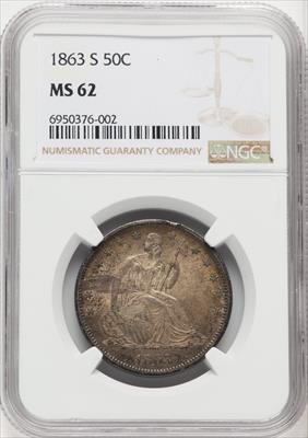 1863-S 50C Seated Half Dollar NGC MS62