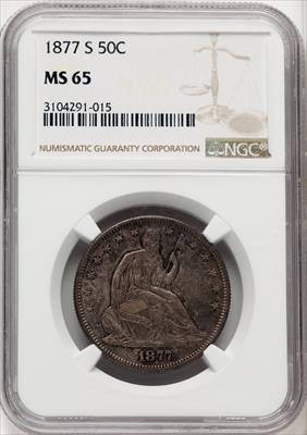 1877-S 50C Seated Half Dollar NGC MS65